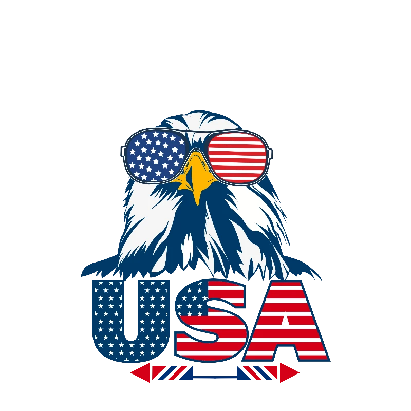 American Eagle Day with this bold and unique design featuring a majestic bald eagle donning patriotic shades and the iconic USA flag. 